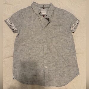 Denim & Flower Boys Heather Gray Short-Sleeve Button-Down Shirt with Floral Cuff